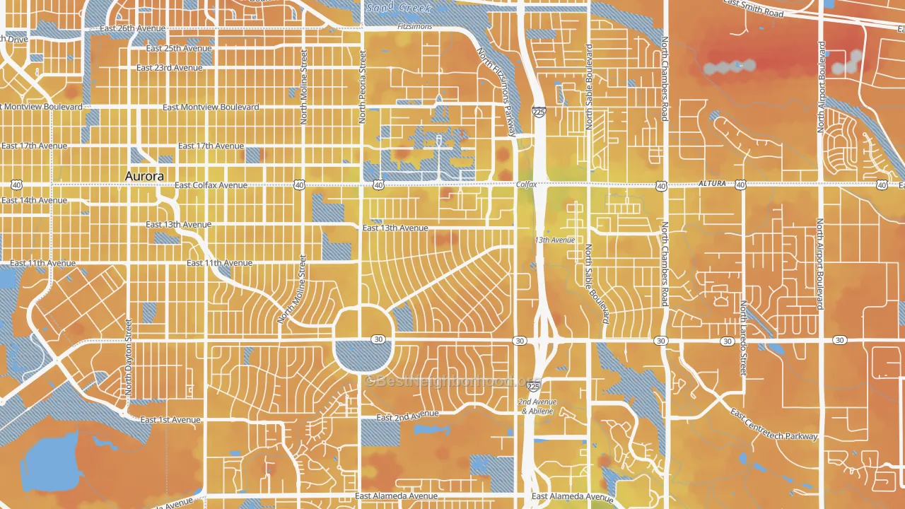 Transit Grade map of Jewell Heights-Hoffman Heights, Aurora, CO