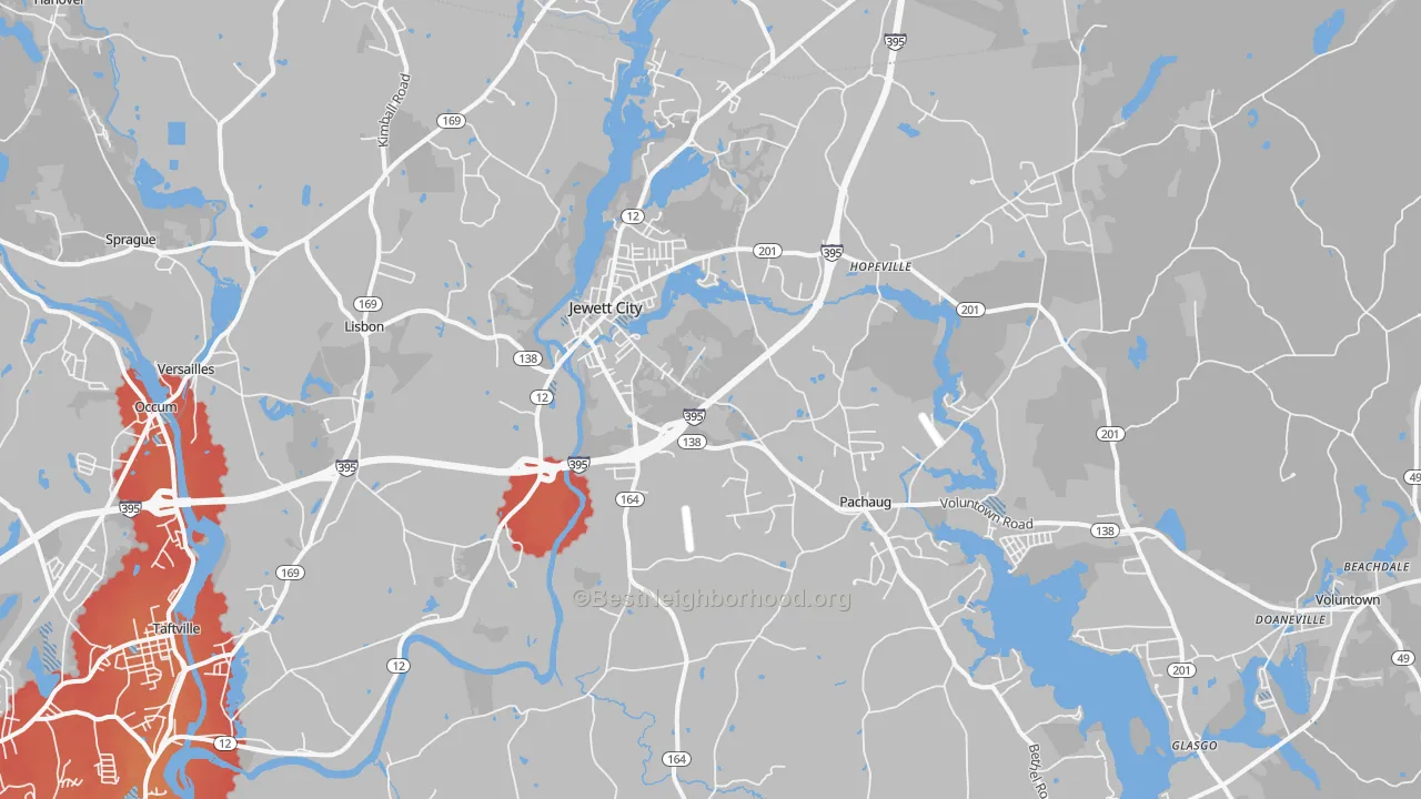 Transit Grade map of Jewett City, CT