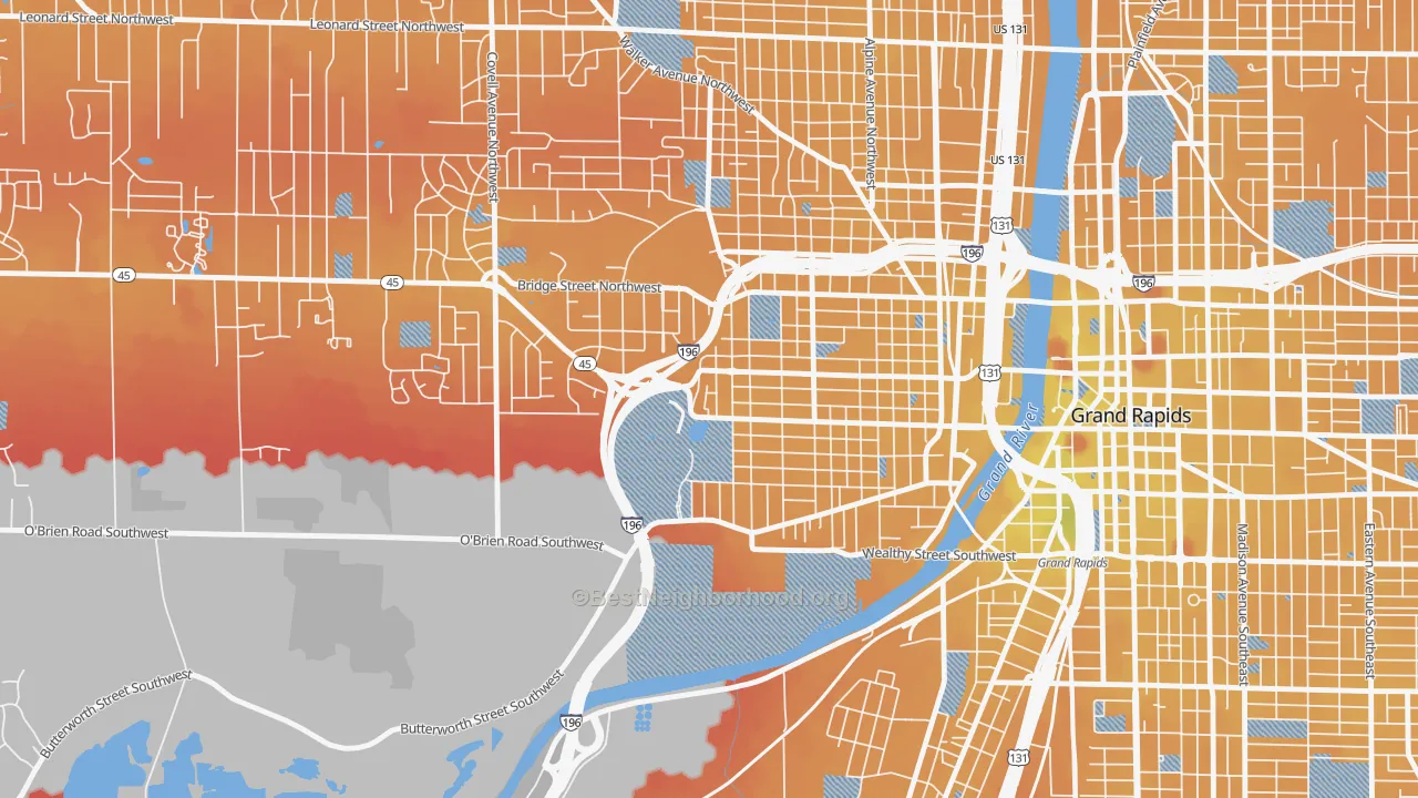 Transit Grade map of John Ball Park, Grand Rapids, MI