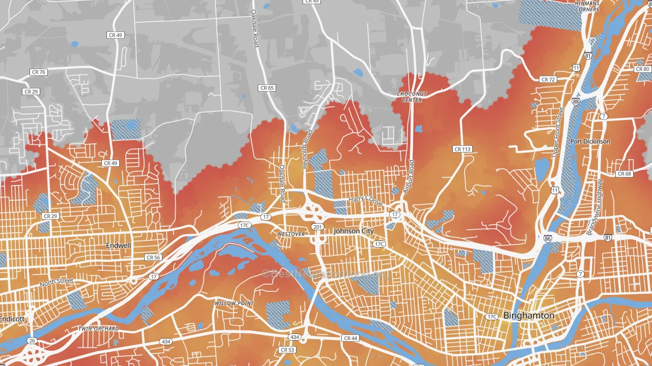 Transit Grade map of Johnson City, NY