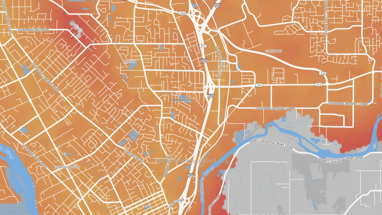 Transit Grade map of Johnson City, OR
