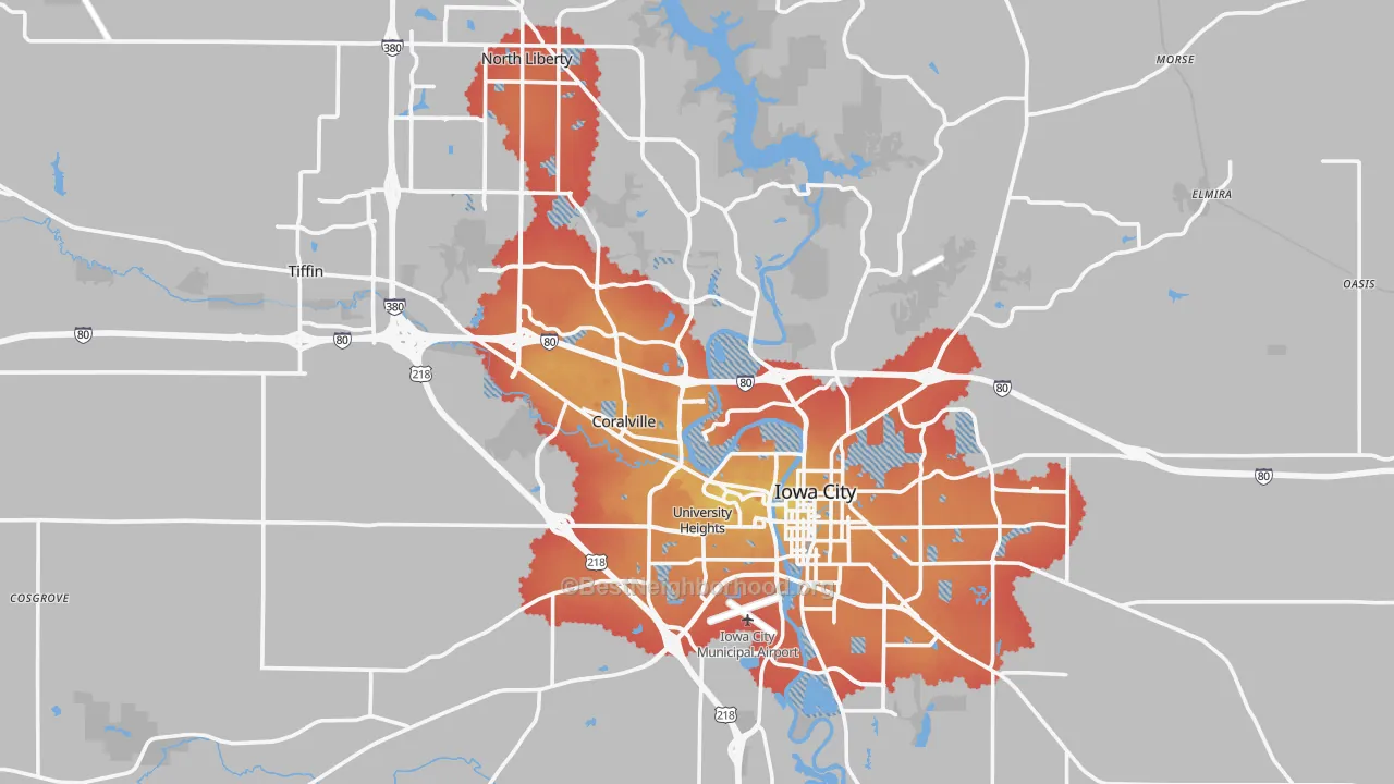 Transit Grade map of Johnson County, IA