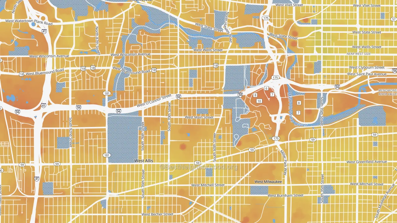 Transit Grade map of Johnson's Woods, Milwaukee, WI