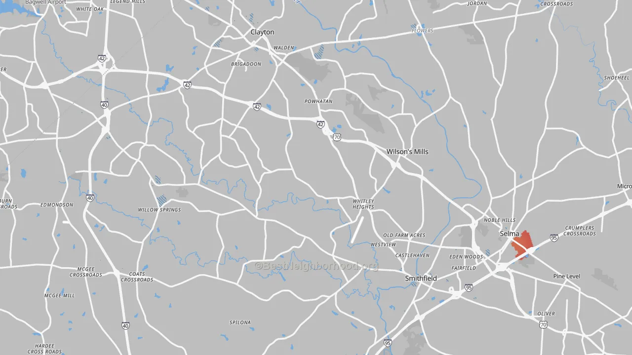 Transit Grade map of Johnston County, NC
