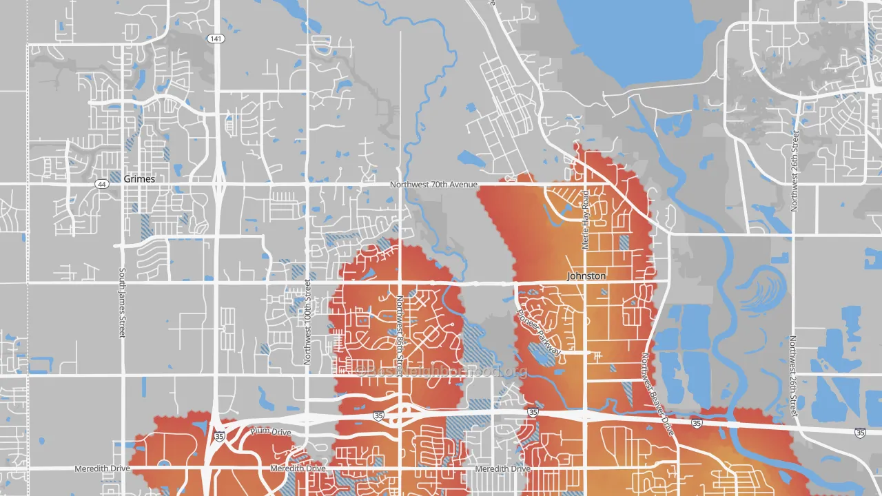 Transit Grade map of Johnston, IA