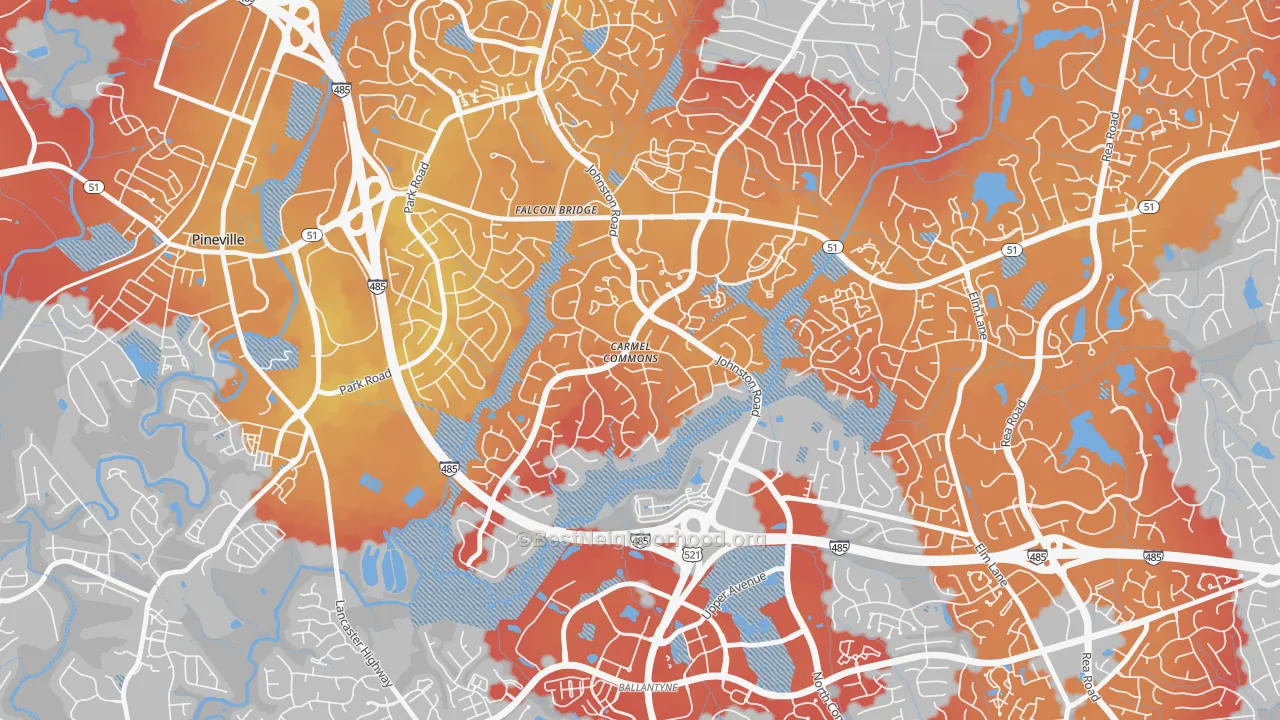 Transit Grade map of Johnston-McAlpine, Charlotte, NC