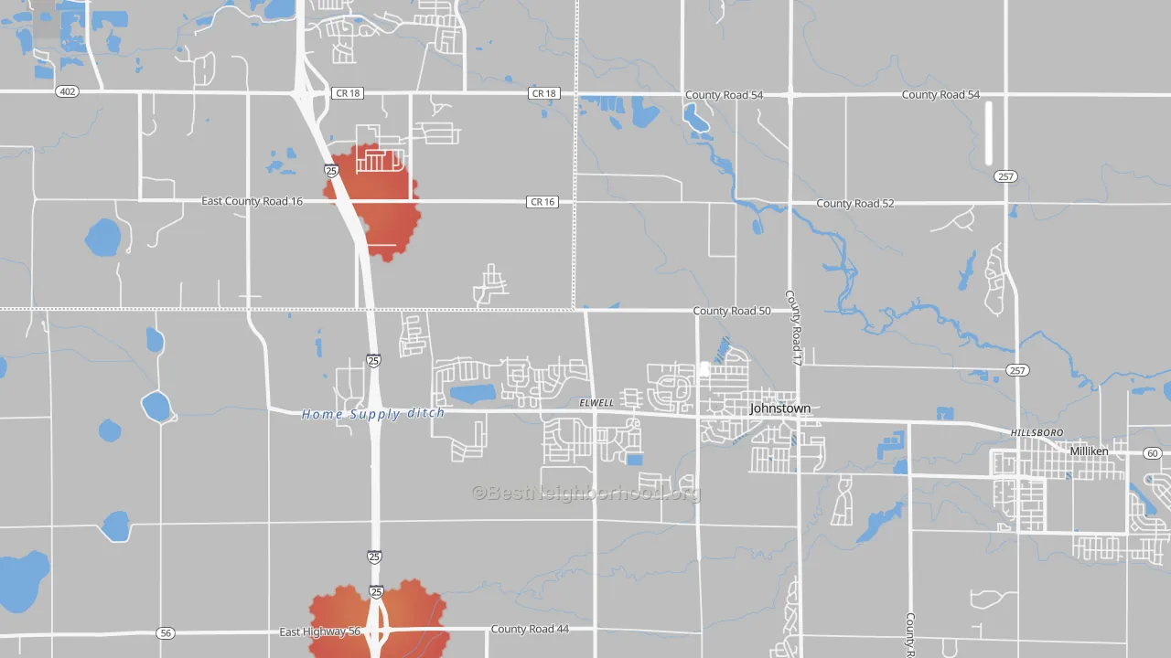 Transit Grade map of Johnstown, CO