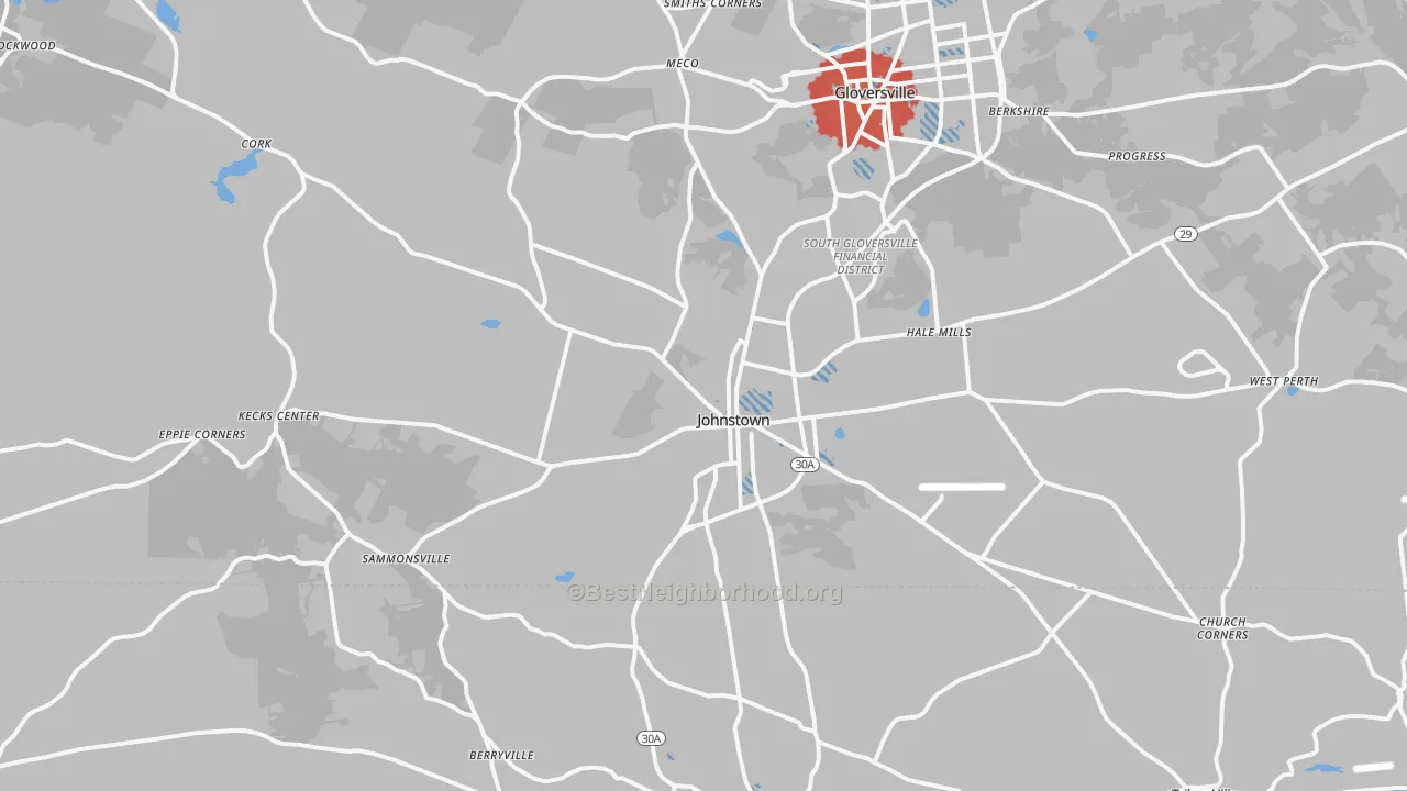 Transit Grade map of Johnstown, NY