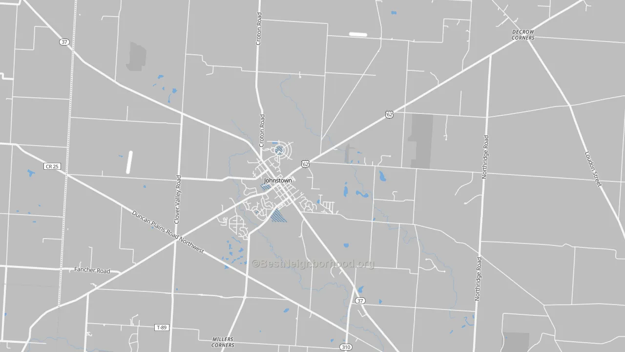 Transit Grade map of Johnstown, OH