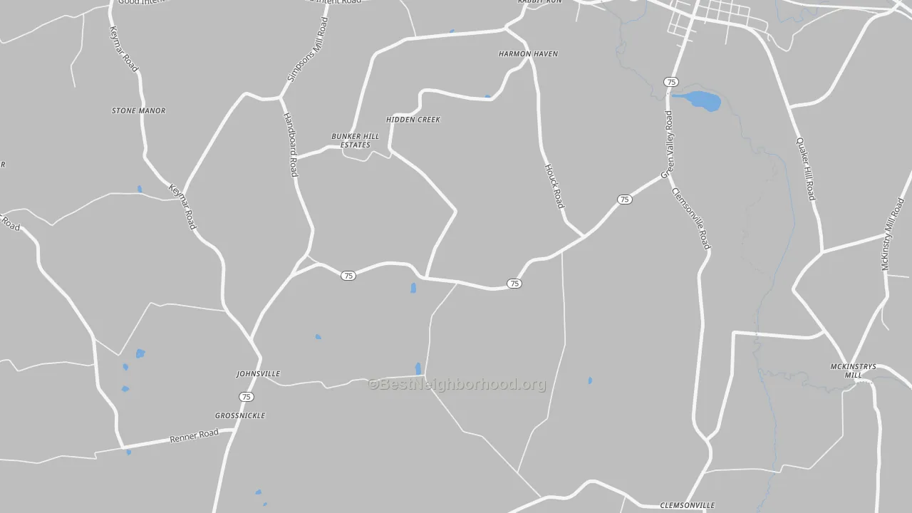 Transit Grade map of Johnsville, MD