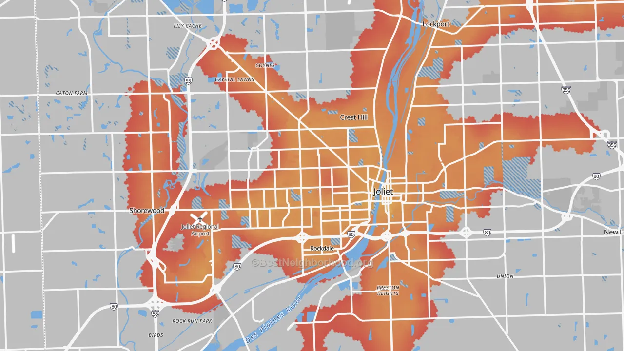 Transit Grade map of Joliet, IL