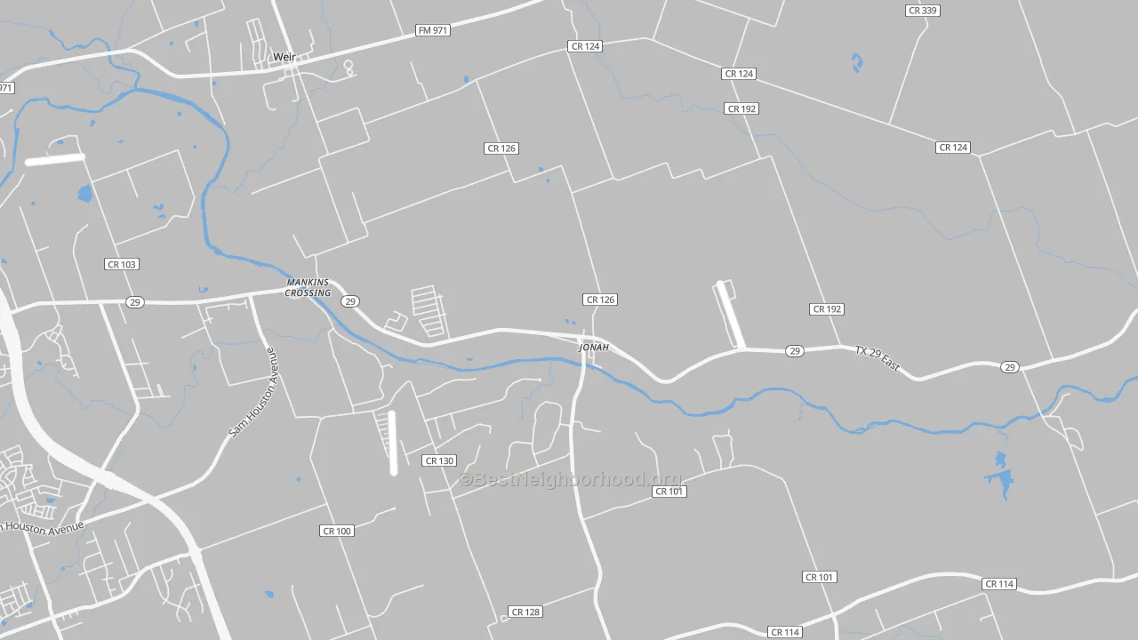 Transit Grade map of Jonah, TX