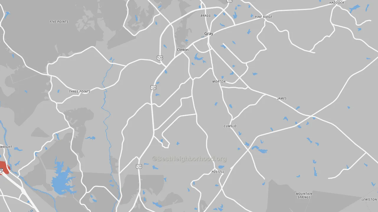 Transit Grade map of Jones County, GA
