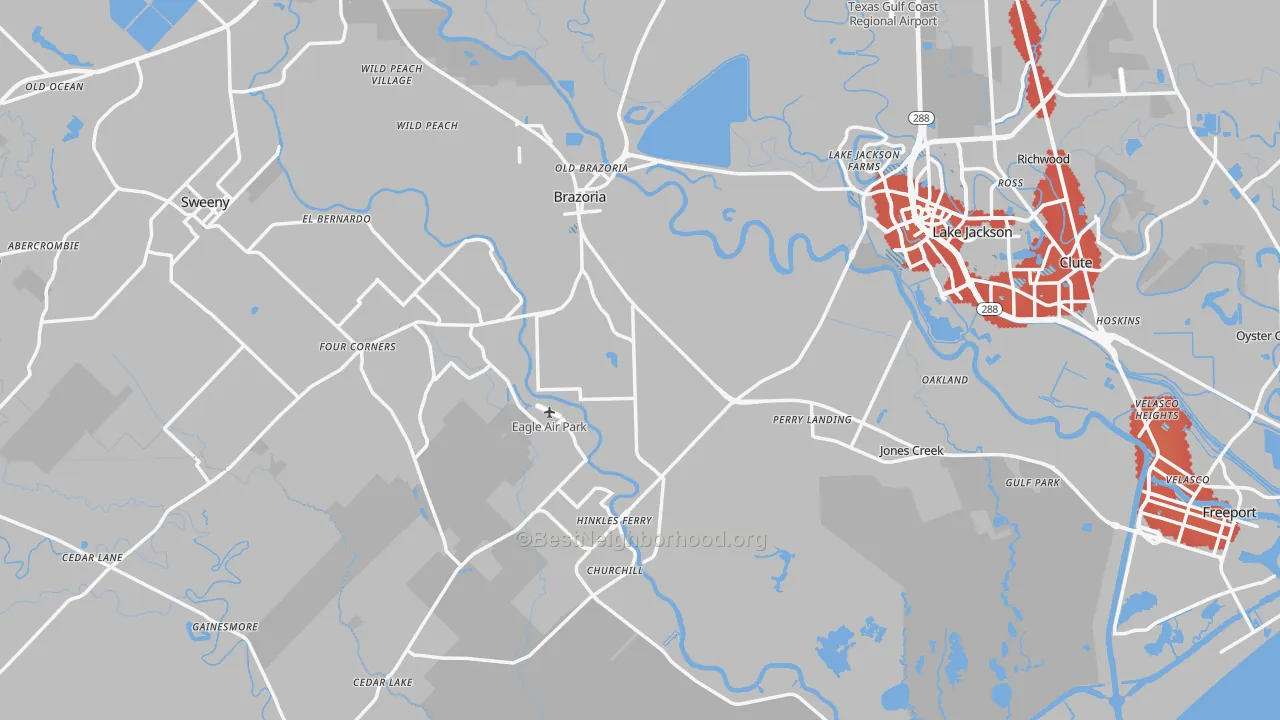Transit Grade map of Jones Creek, TX