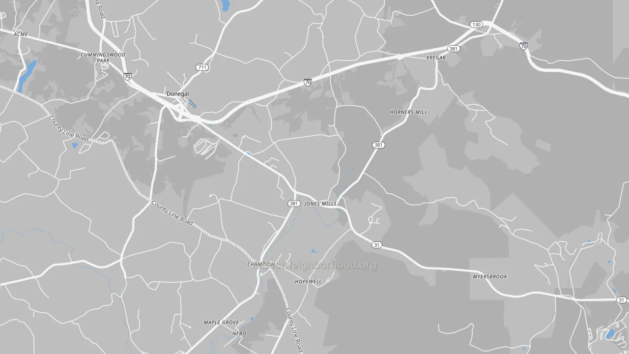 Transit Grade map of Jones Mills, PA