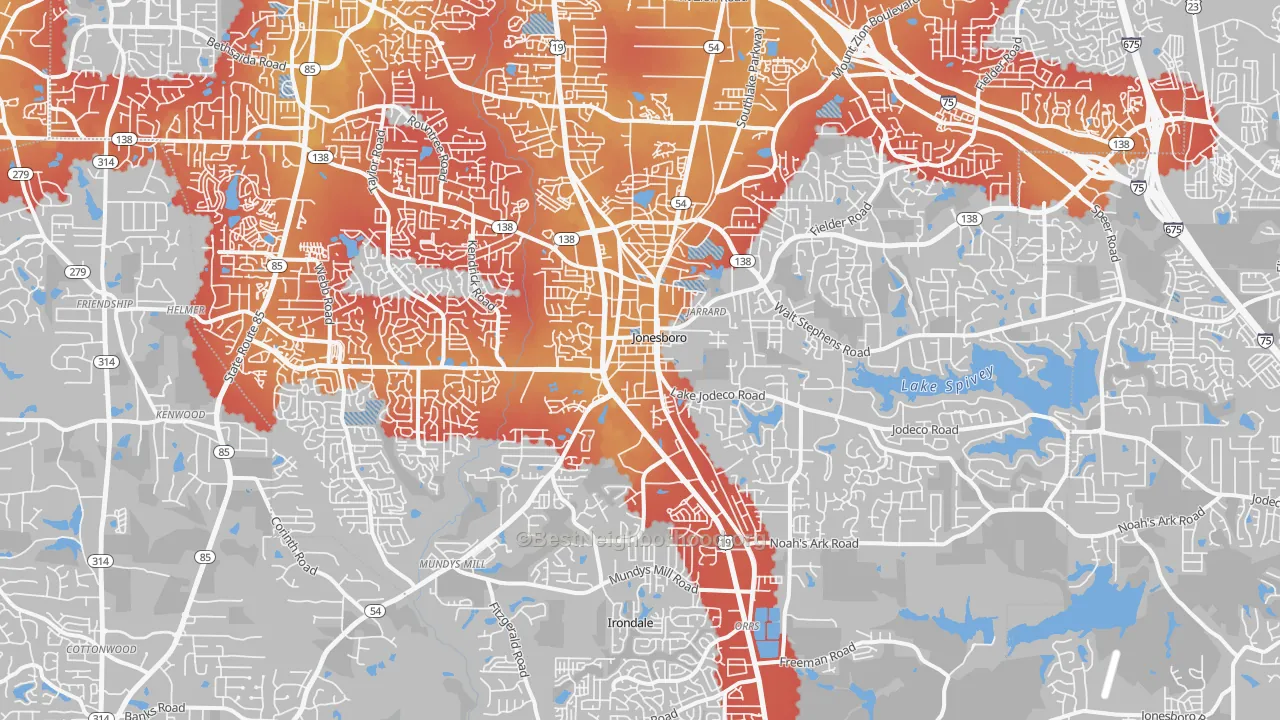 Transit Grade map of Jonesboro, GA
