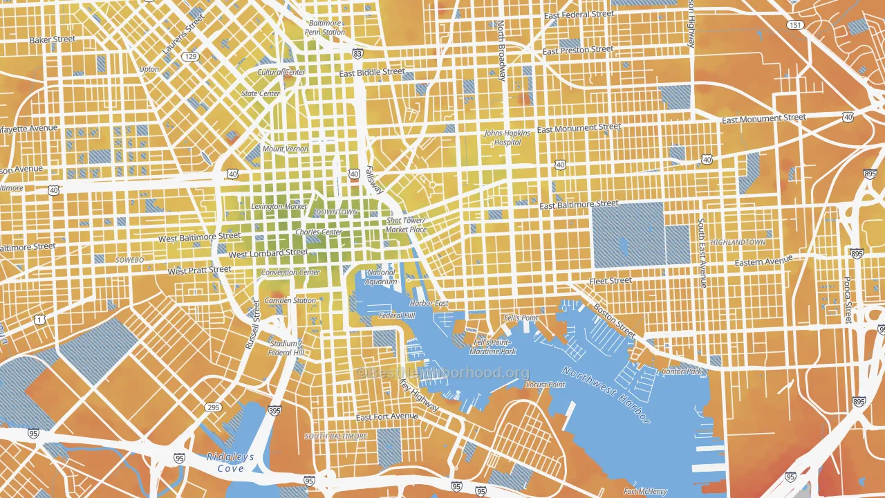 Transit Grade map of Jonestown, Baltimore, MD