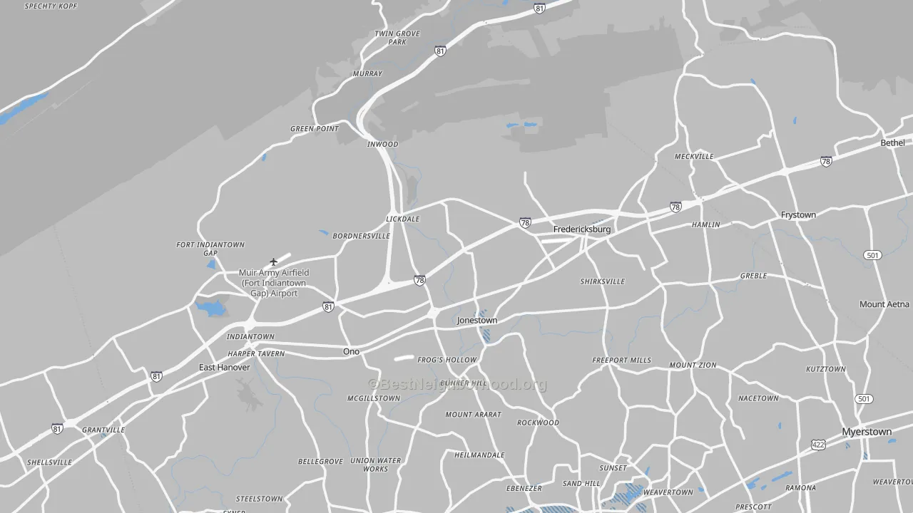 Transit Grade map of Jonestown, PA
