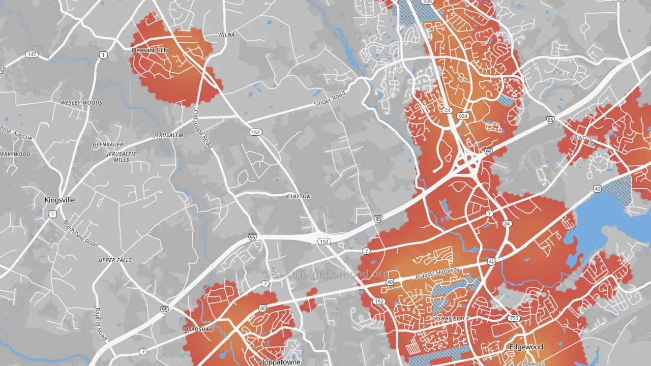 Transit Grade map of Joppa, MD