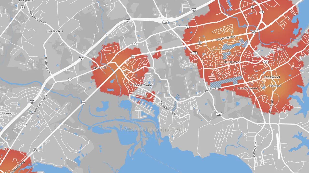 Transit Grade map of Joppatowne, MD