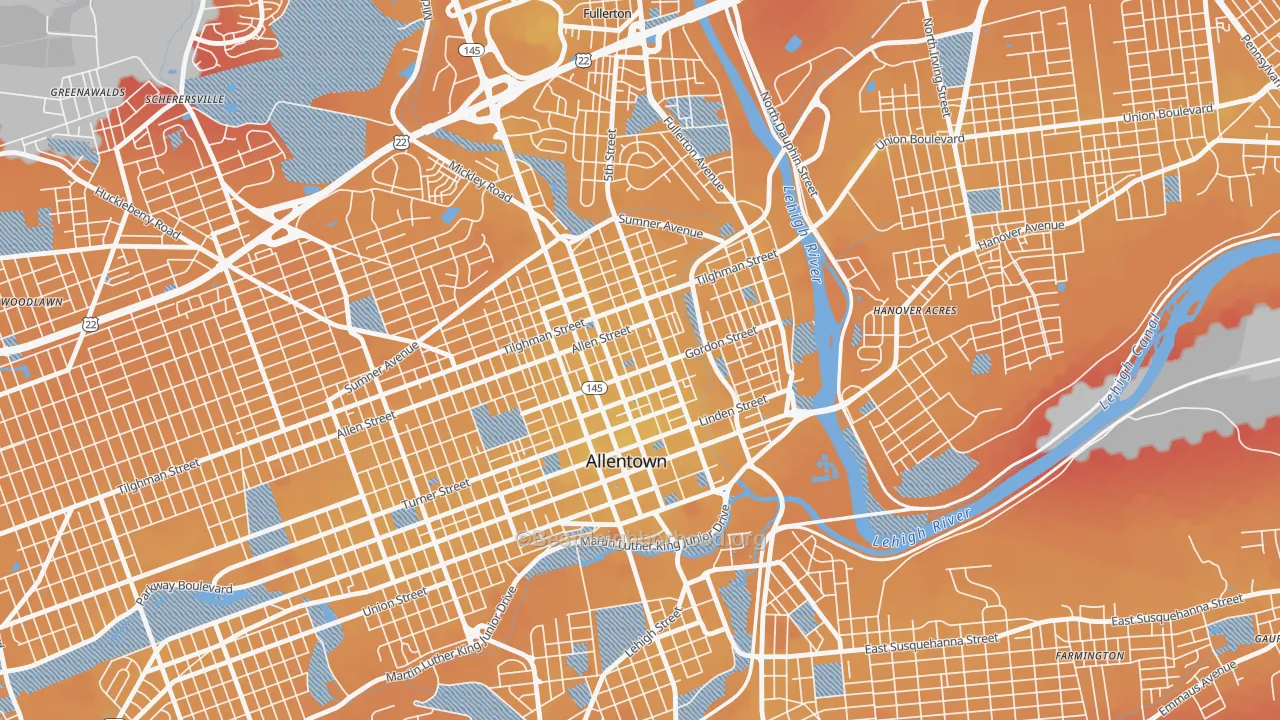 Transit Grade map of Jordan Heights, Allentown, PA