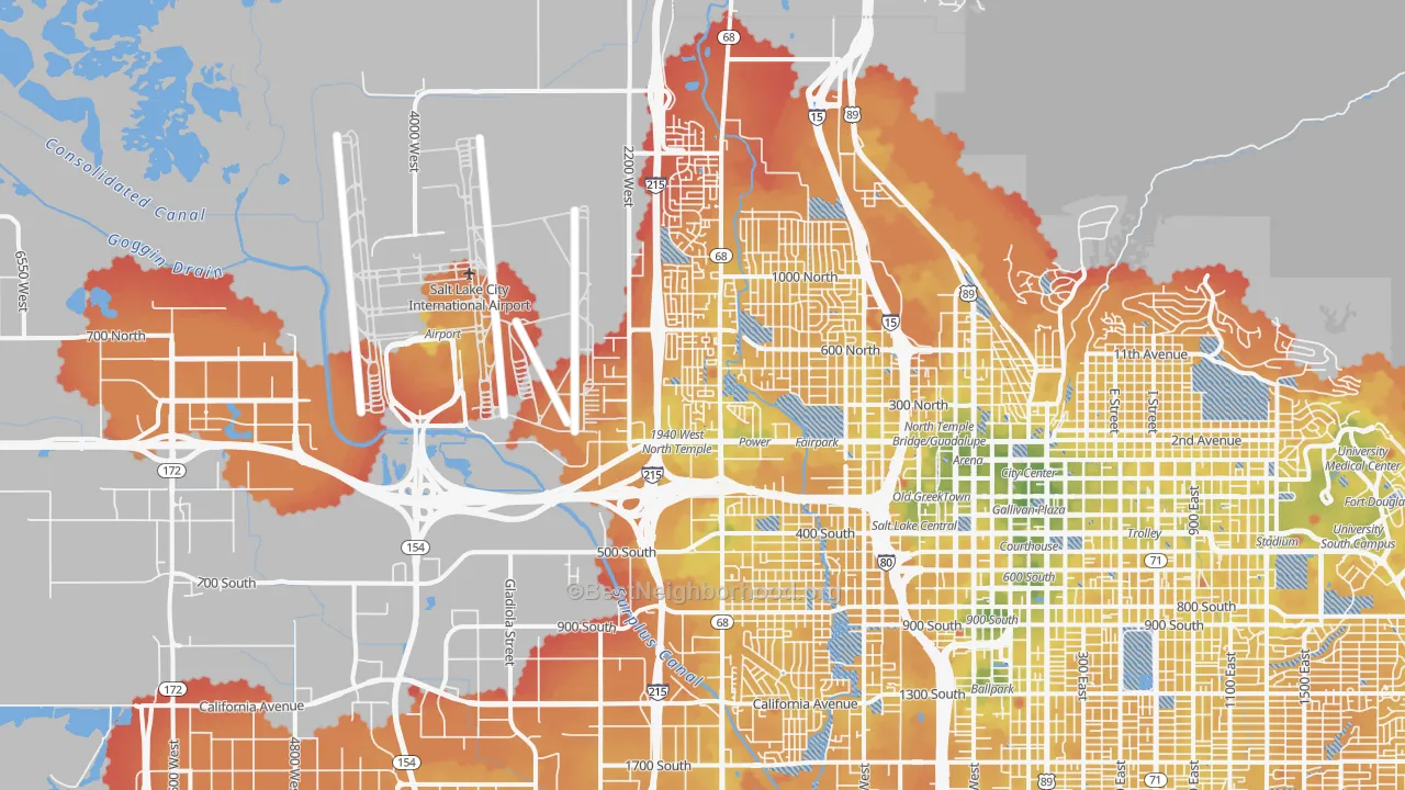 Transit Grade map of Jordan Meadows, Salt Lake City, UT