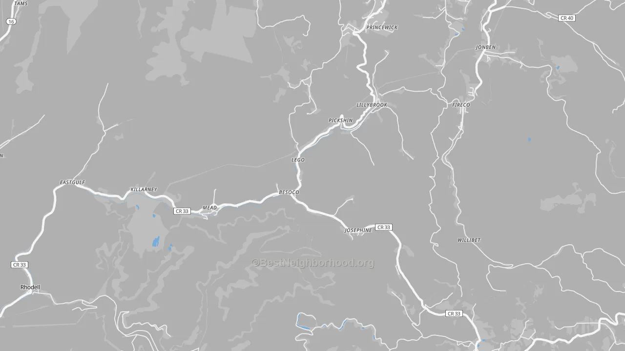 Transit Grade map of Josephine, WV