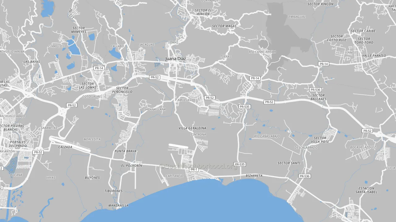 Transit Grade map of Juana Diaz, PR