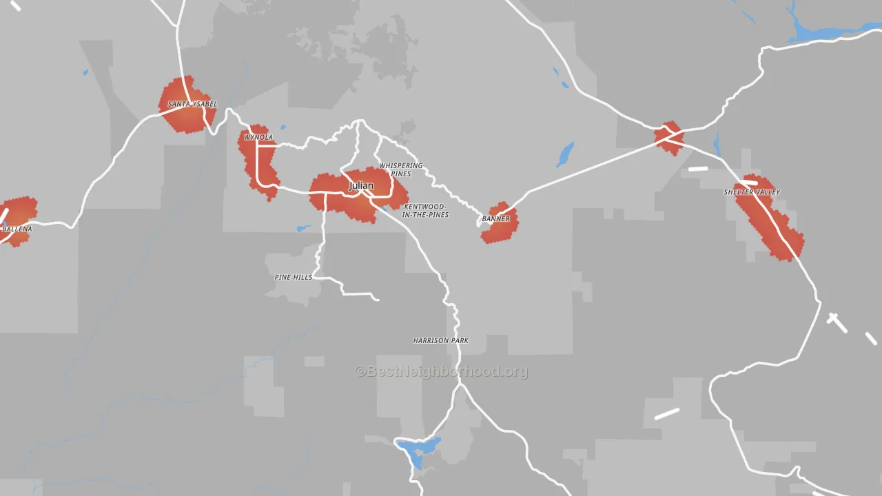 Transit Grade map of Julian, CA
