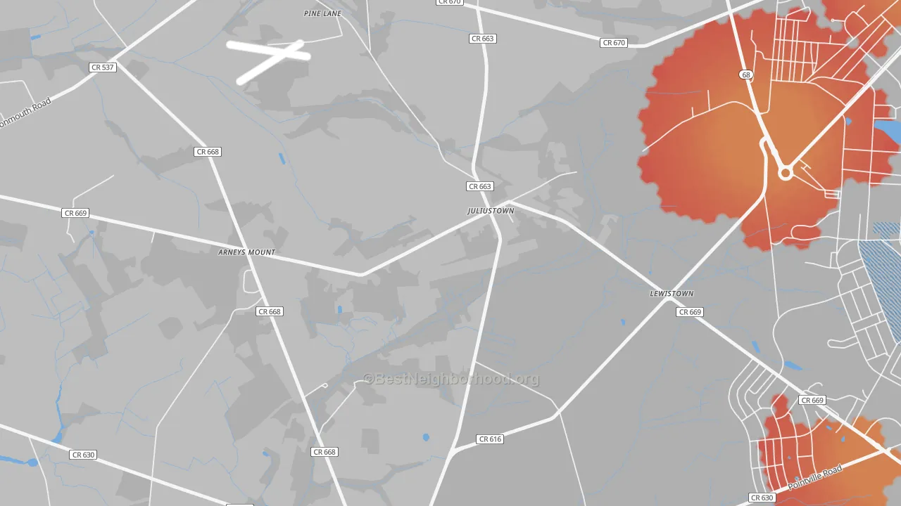 Transit Grade map of Juliustown, NJ