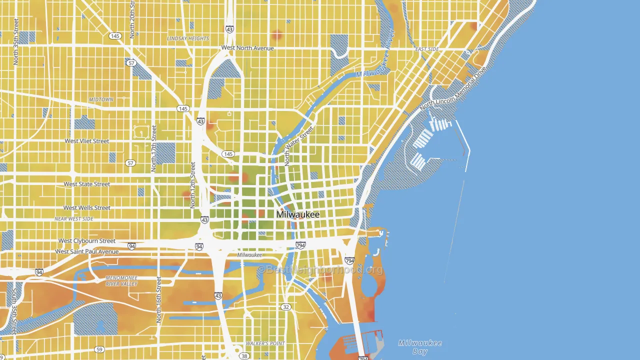 Transit Grade map of Juneau Town, Milwaukee, WI