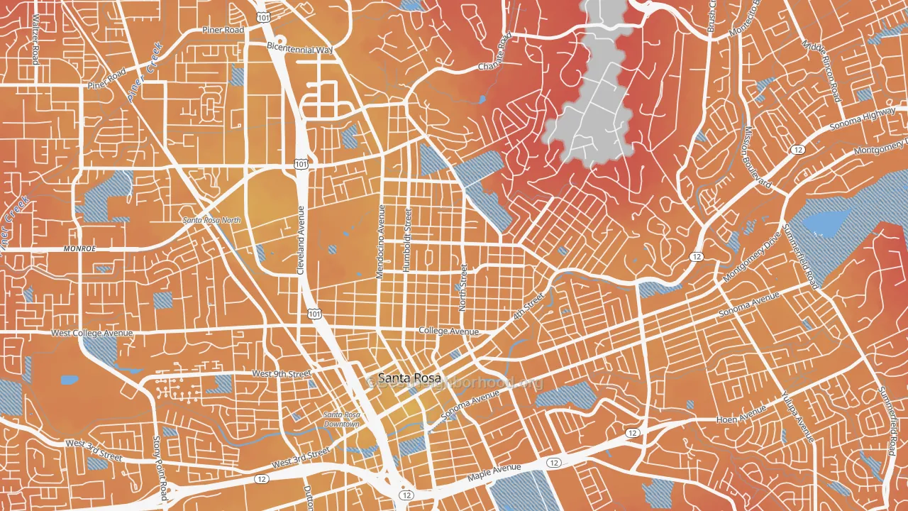 Transit Grade map of Junior College Neighborhood Assc., Santa Rosa, CA