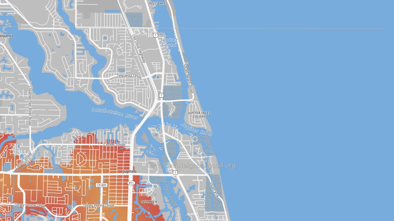 Transit Grade map of Jupiter Inlet Colony, FL