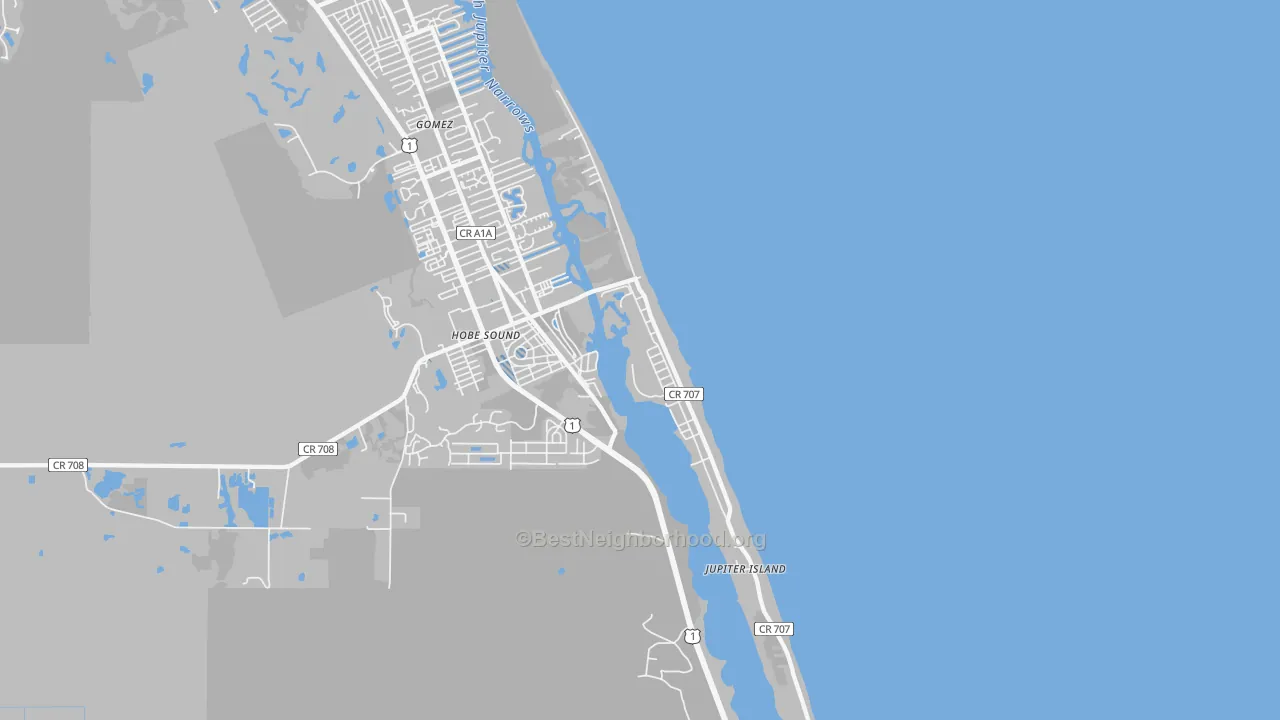 Transit Grade map of Jupiter Island, FL