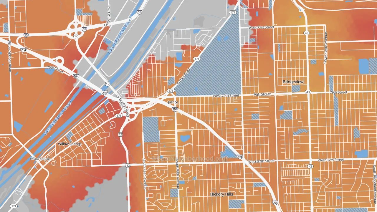 Transit Grade map of Justice, IL