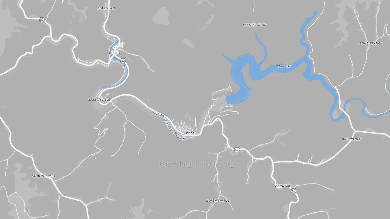 Transit Grade map of Justice, WV