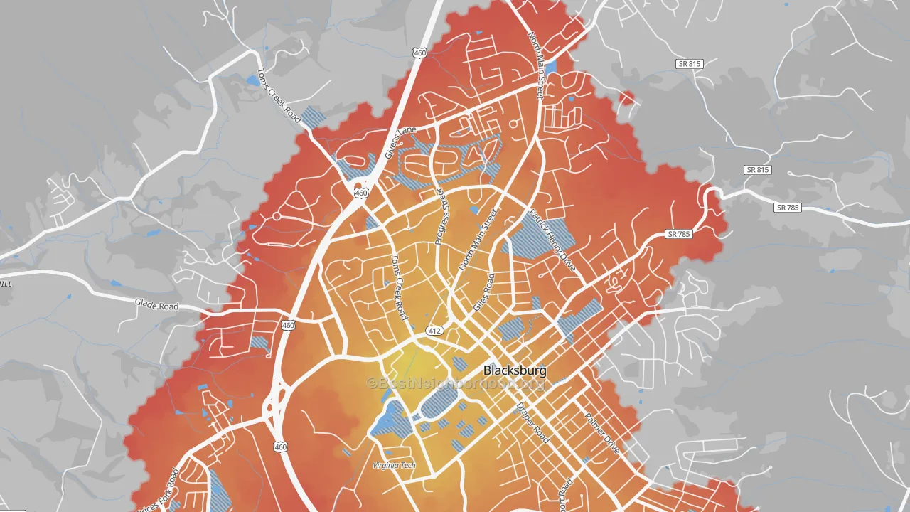 Transit Grade map of Kabrich Crescent, Blacksburg, VA