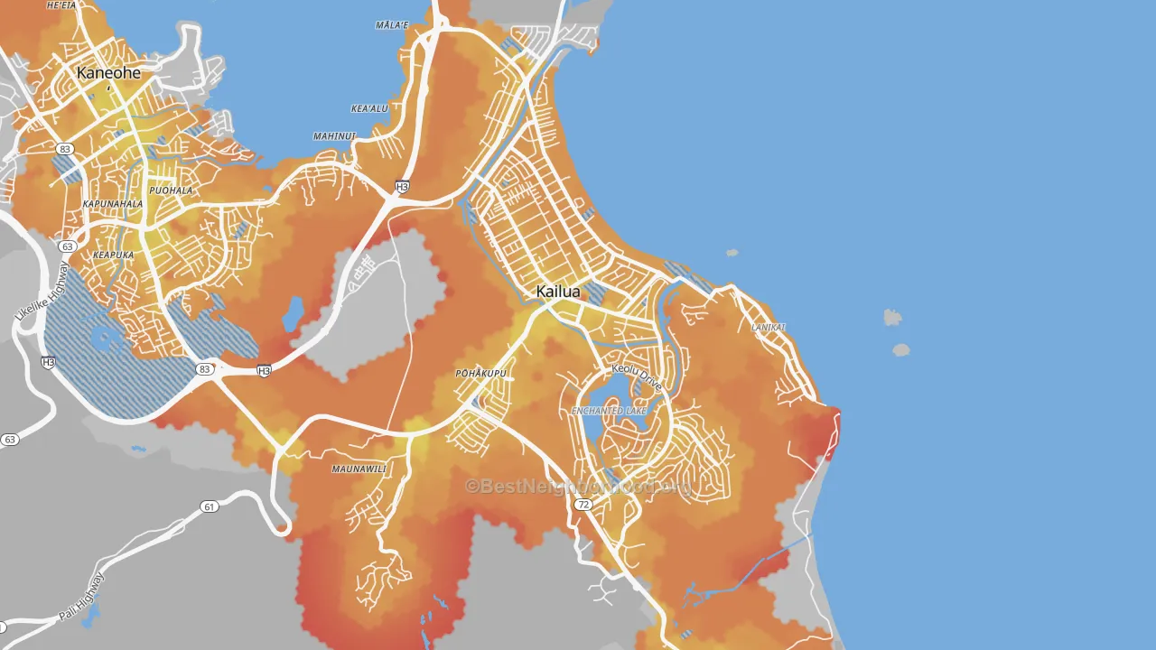 Transit Grade map of Kailua, HI