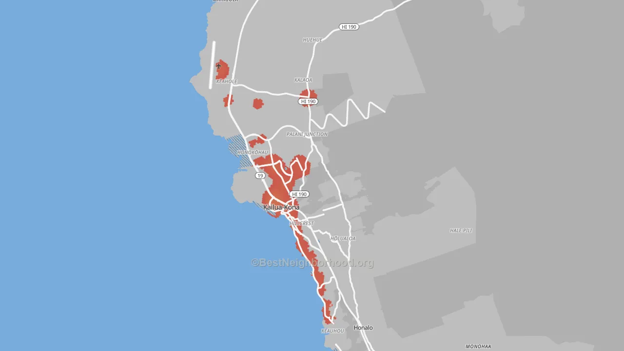 Transit Grade map of Kailua-Kona, HI
