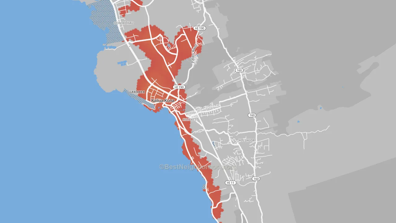 Transit Grade map of Kailua Kona, Kailua-Kona, HI