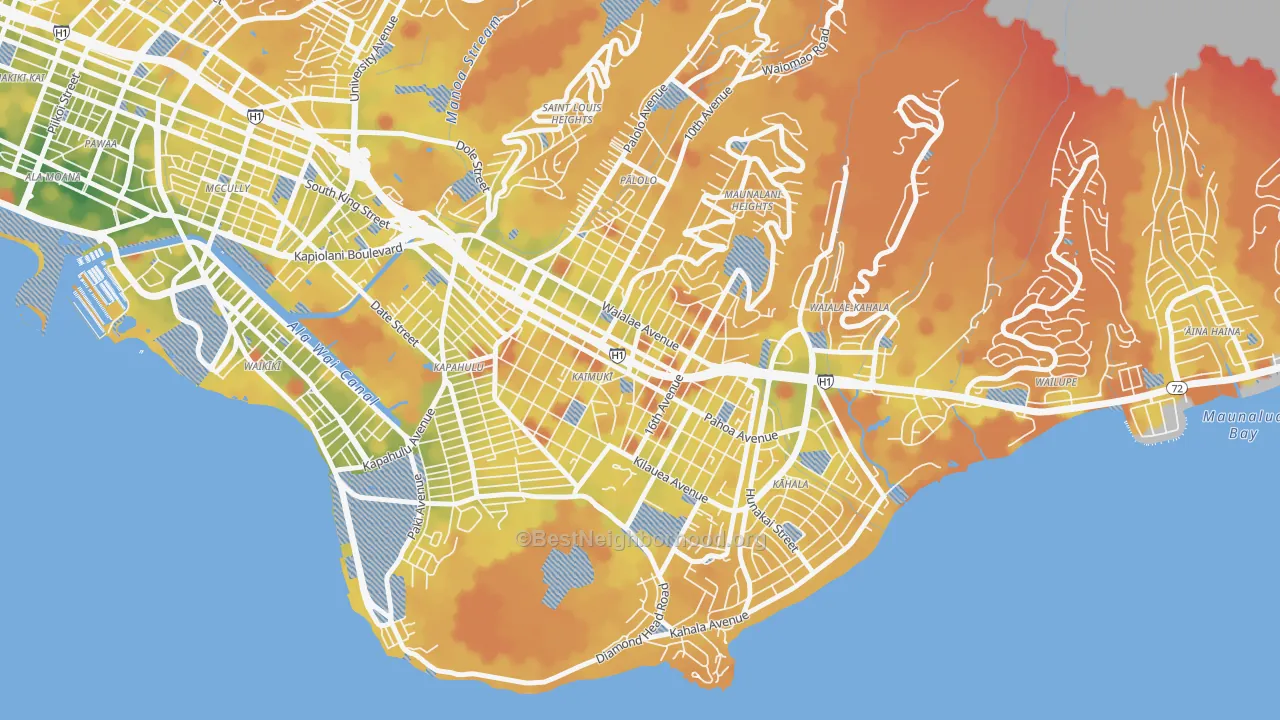 Transit Grade map of Kaimuki, Honolulu, HI