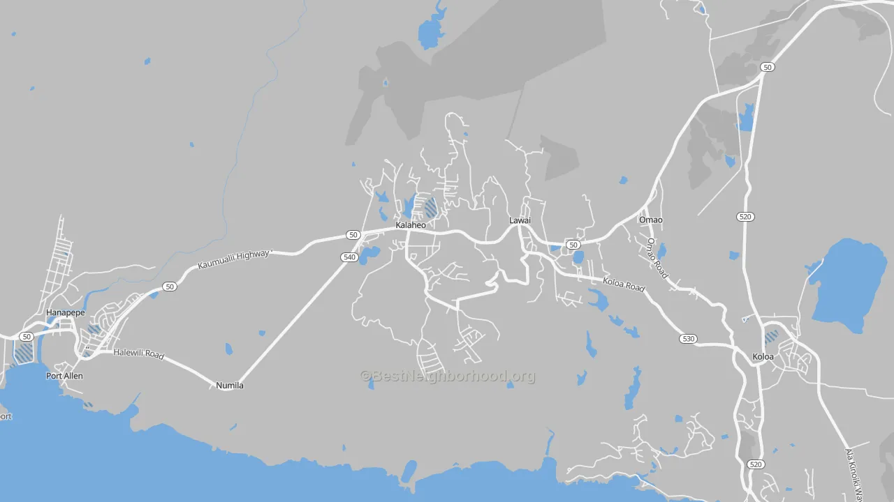 Transit Grade map of Kalaheo, HI