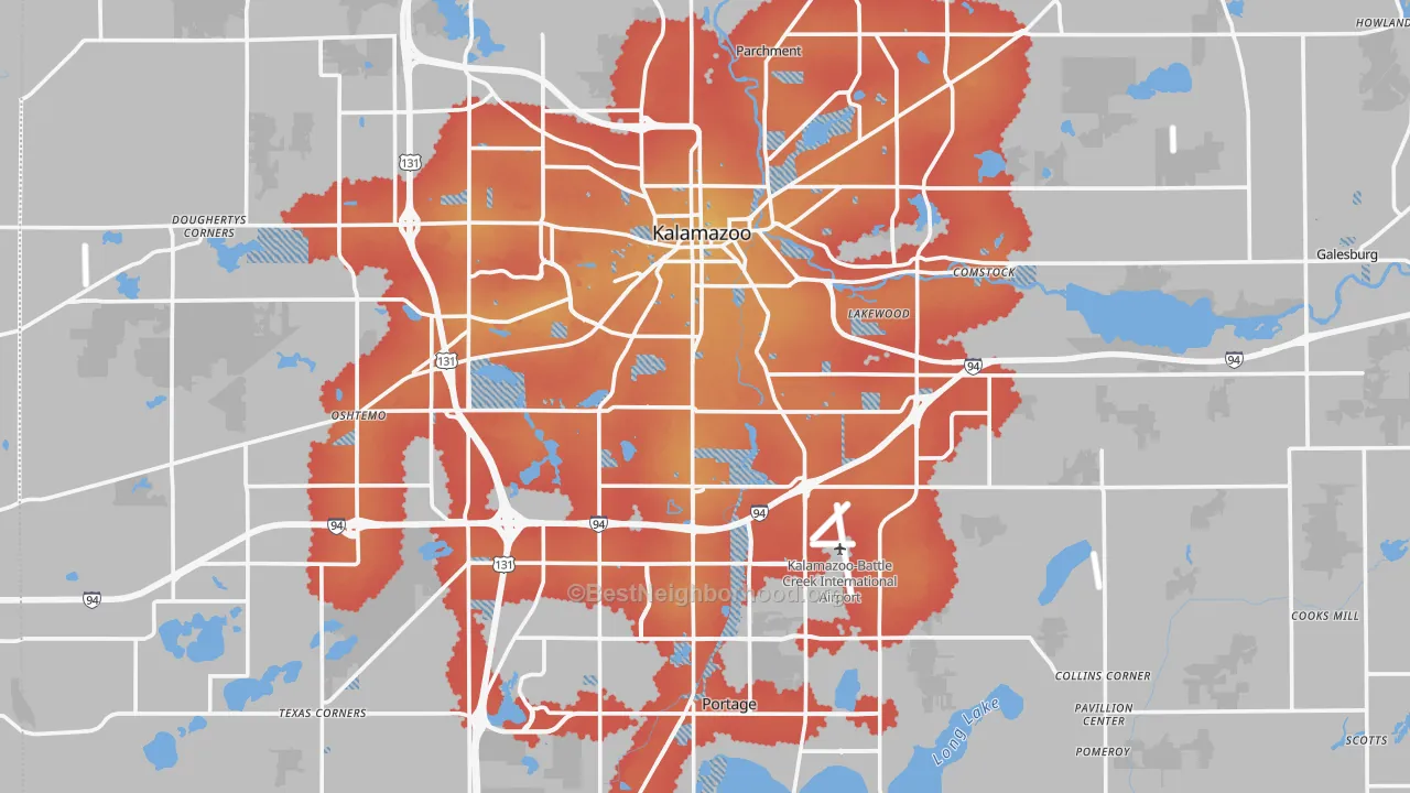 Transit Grade map of Kalamazoo County, MI