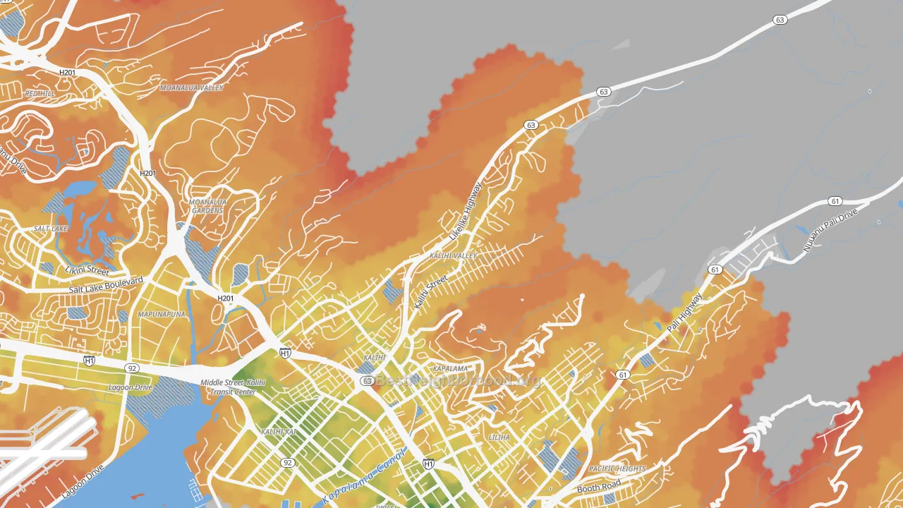 Transit Grade map of Kalihi Valley, Honolulu, HI