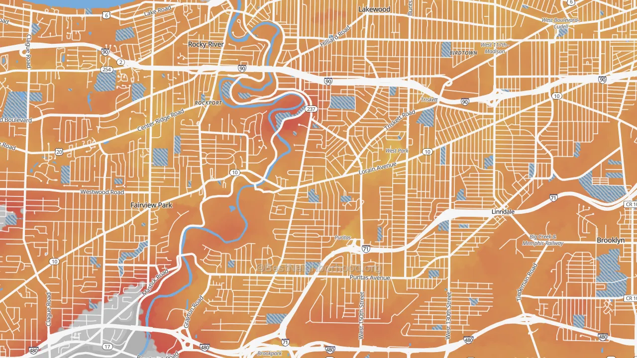 Transit Grade map of Kamms Corner, Cleveland, OH