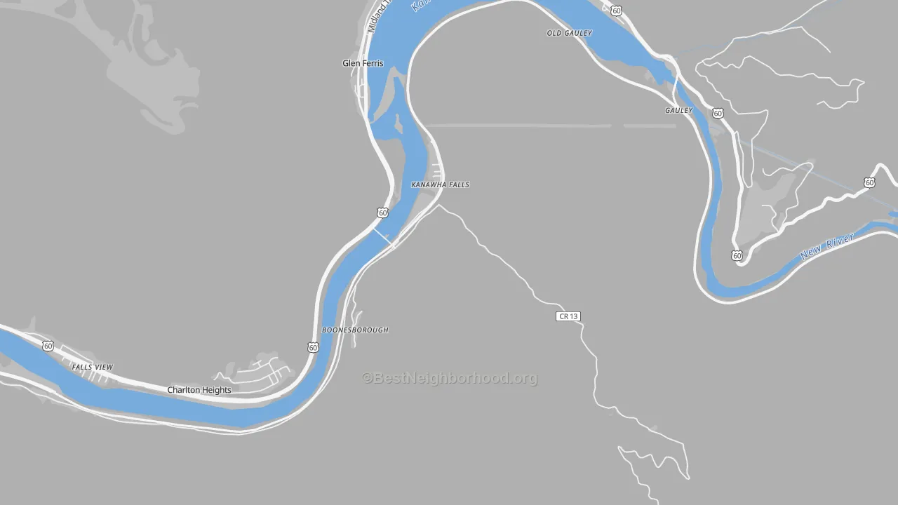 Transit Grade map of Kanawha Falls, WV