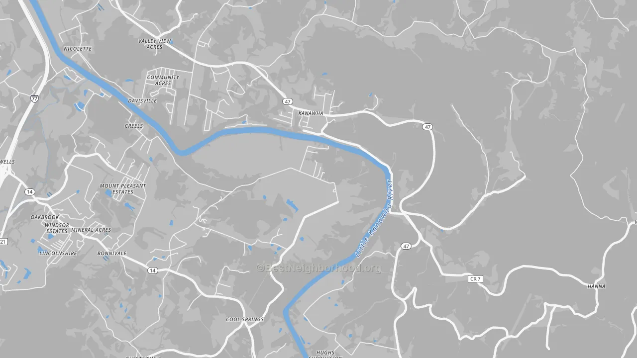 Transit Grade map of Kanawha, WV