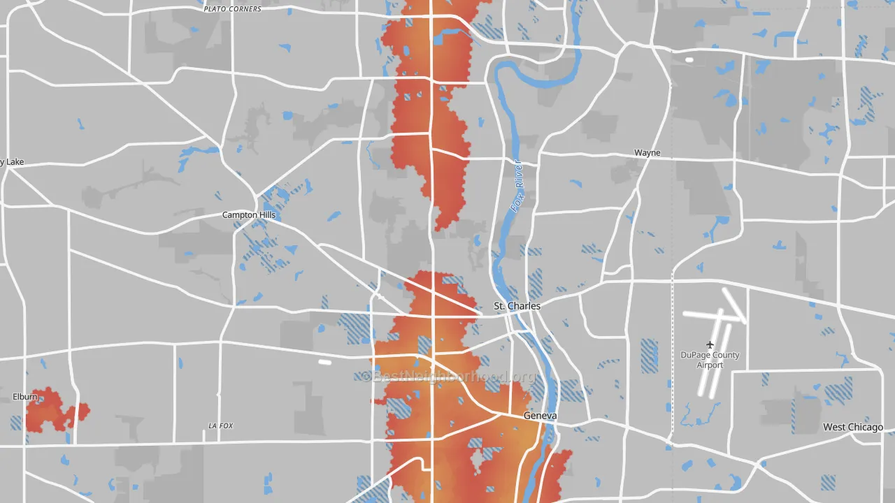 Transit Grade map of Kane County, IL