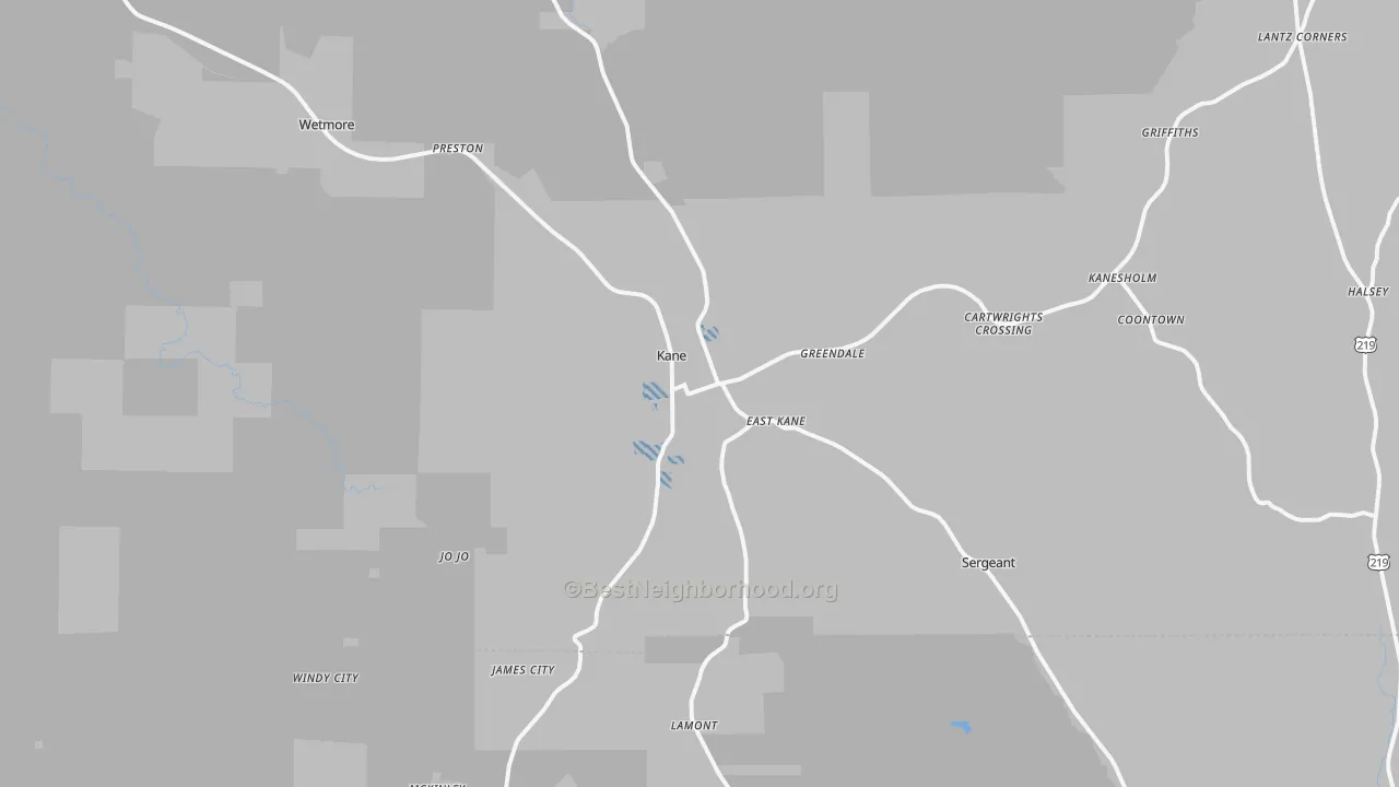 Transit Grade map of Kane, PA