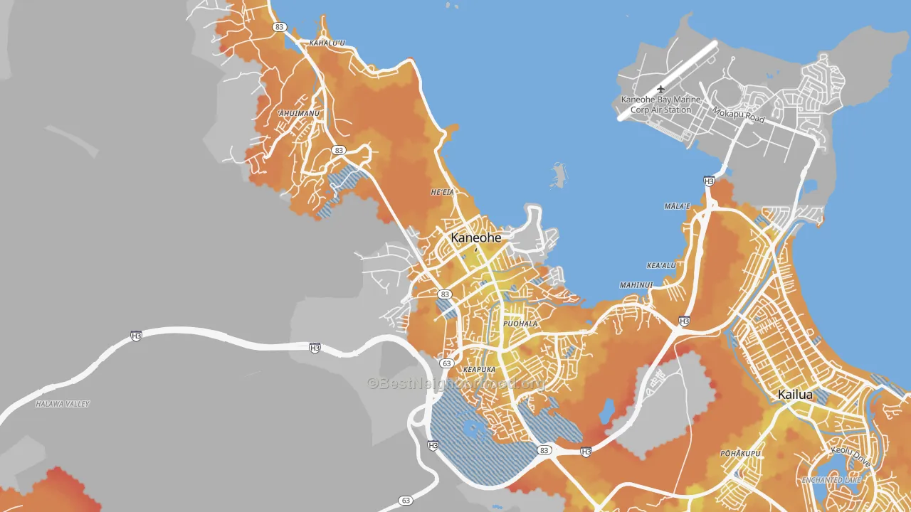 Transit Grade map of Kaneohe, HI